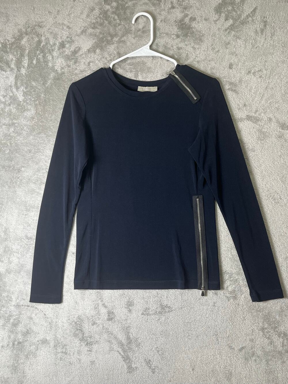 Anatomie Women’s XS Navy Long Sleeve Top Asymmetrical Zipper Detail
